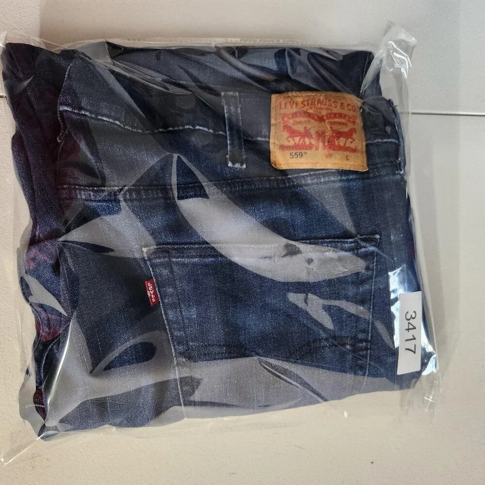 Levis 559 Jeans Mens 44x28 Blue Straight Fit Stretch Denim Medium Wash Big Tall